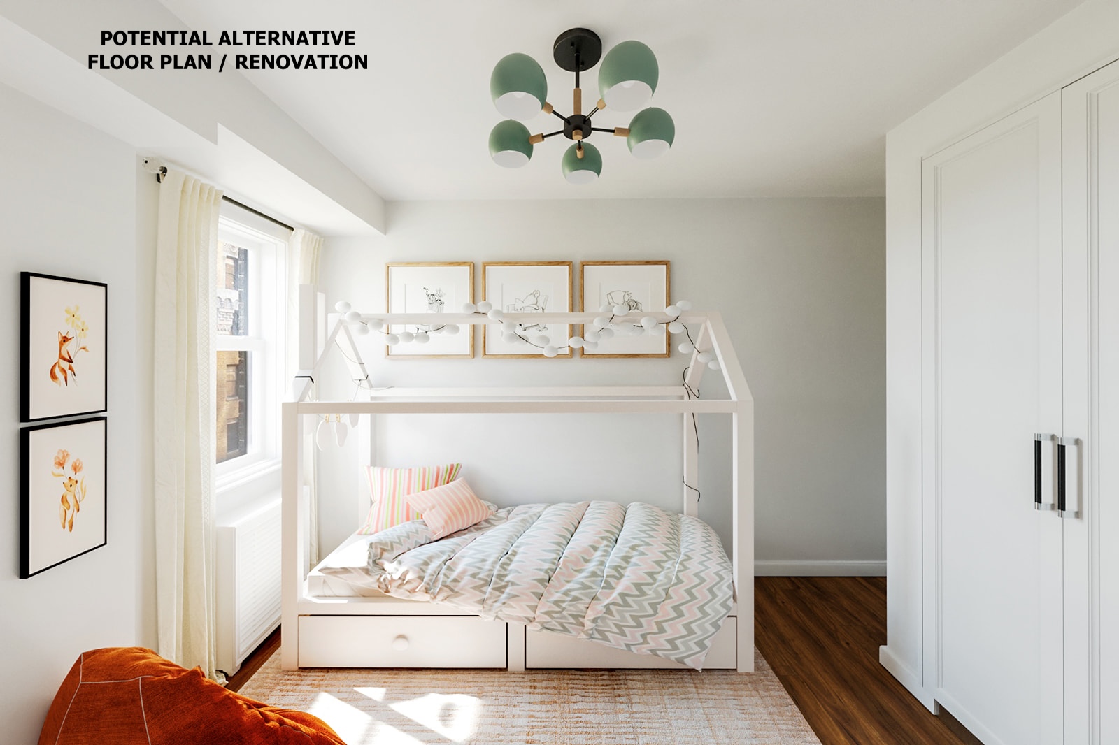 139 East 33rd Street, Unit 12DE Manhattan, NY 10016 - Photo 15 of 27 a bedroom with a bed and a chandelier