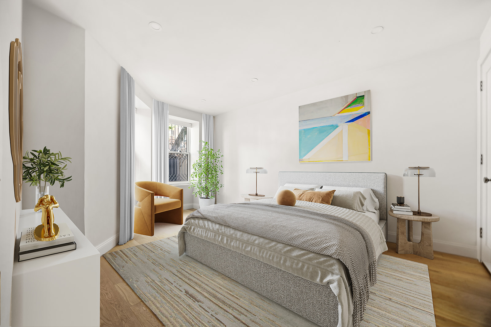 84 6th Avenue, Unit 1 Brooklyn, NY 11217 - Photo 7 of 22 a bedroom with a bed and a potted plant