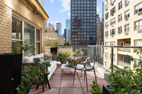 a view of an outdoor space with seating