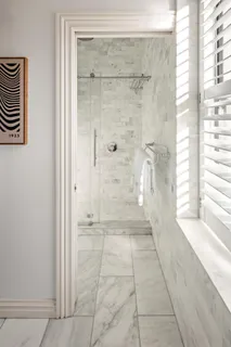 a bathroom with a shower
