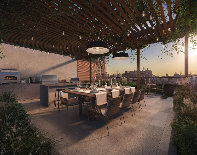 215 West 28th Street, Unit 4E Manhattan, NY 10001 - Photo 5 of 13 a view of a dinning table and chairs in the patio