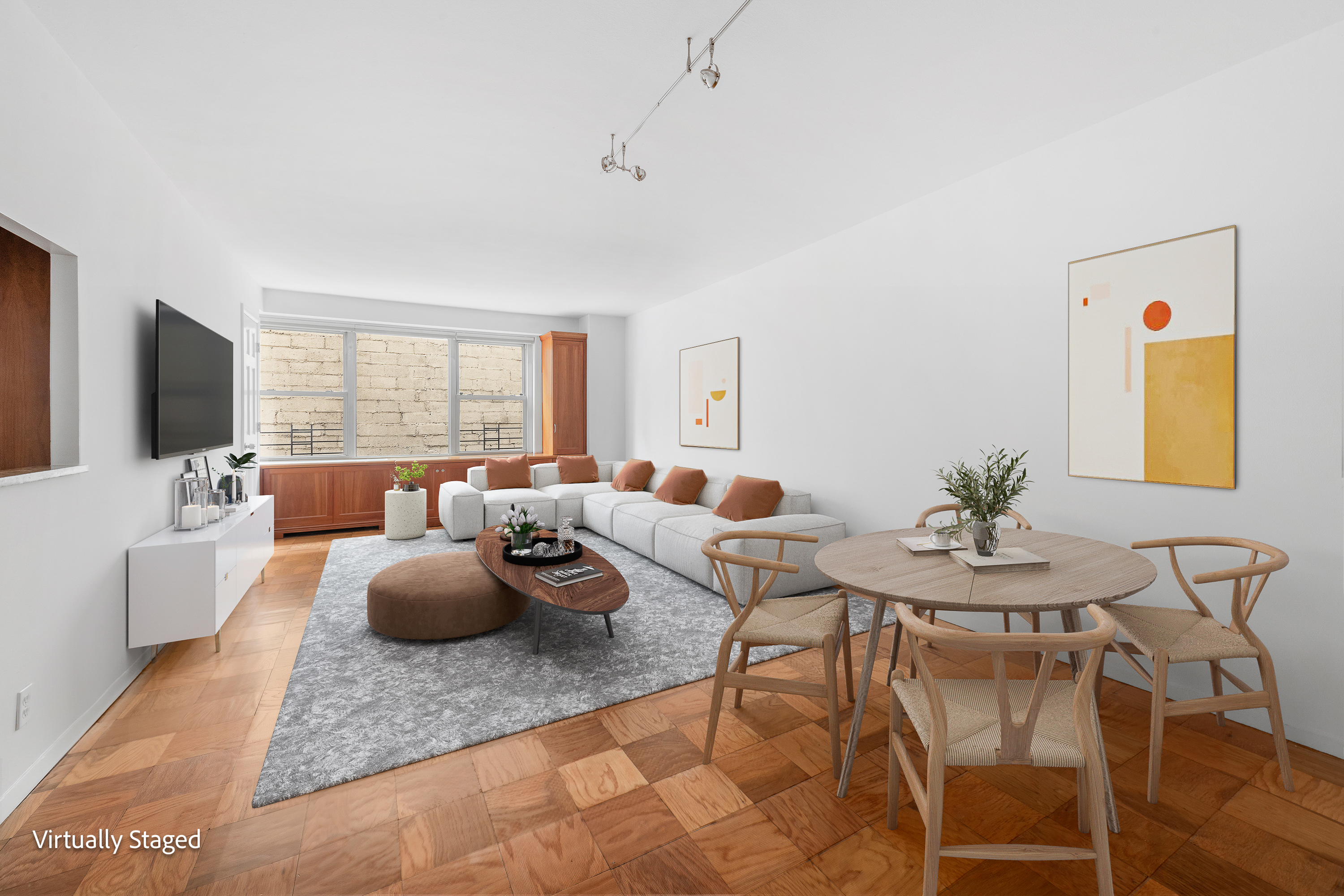 370 East 76th Street, Unit C607 Manhattan, NY 10021 - Photo 1 of 12 a living room with furniture and a flat screen tv