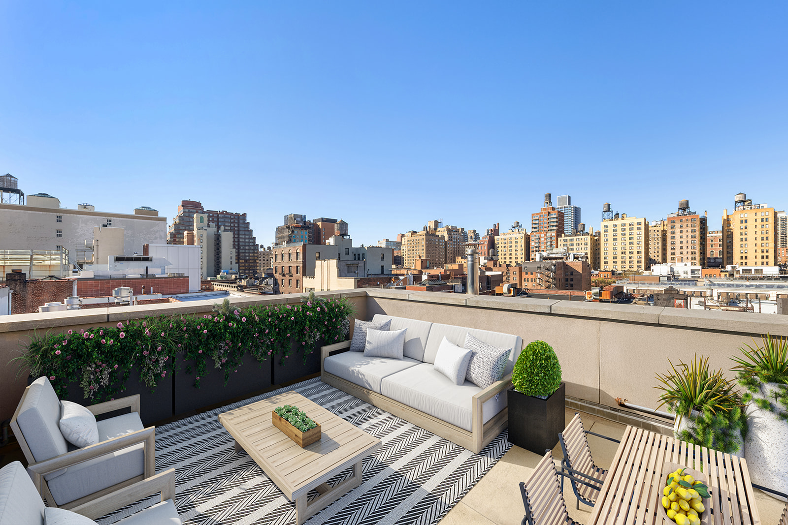 134 West 83rd Street, Unit 4 Manhattan, NY 10024 - Photo 4 of 17 a view of a roof deck with couches and wooden floor