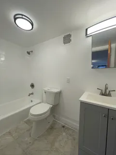 a bathroom with a toilet a sink and mirror