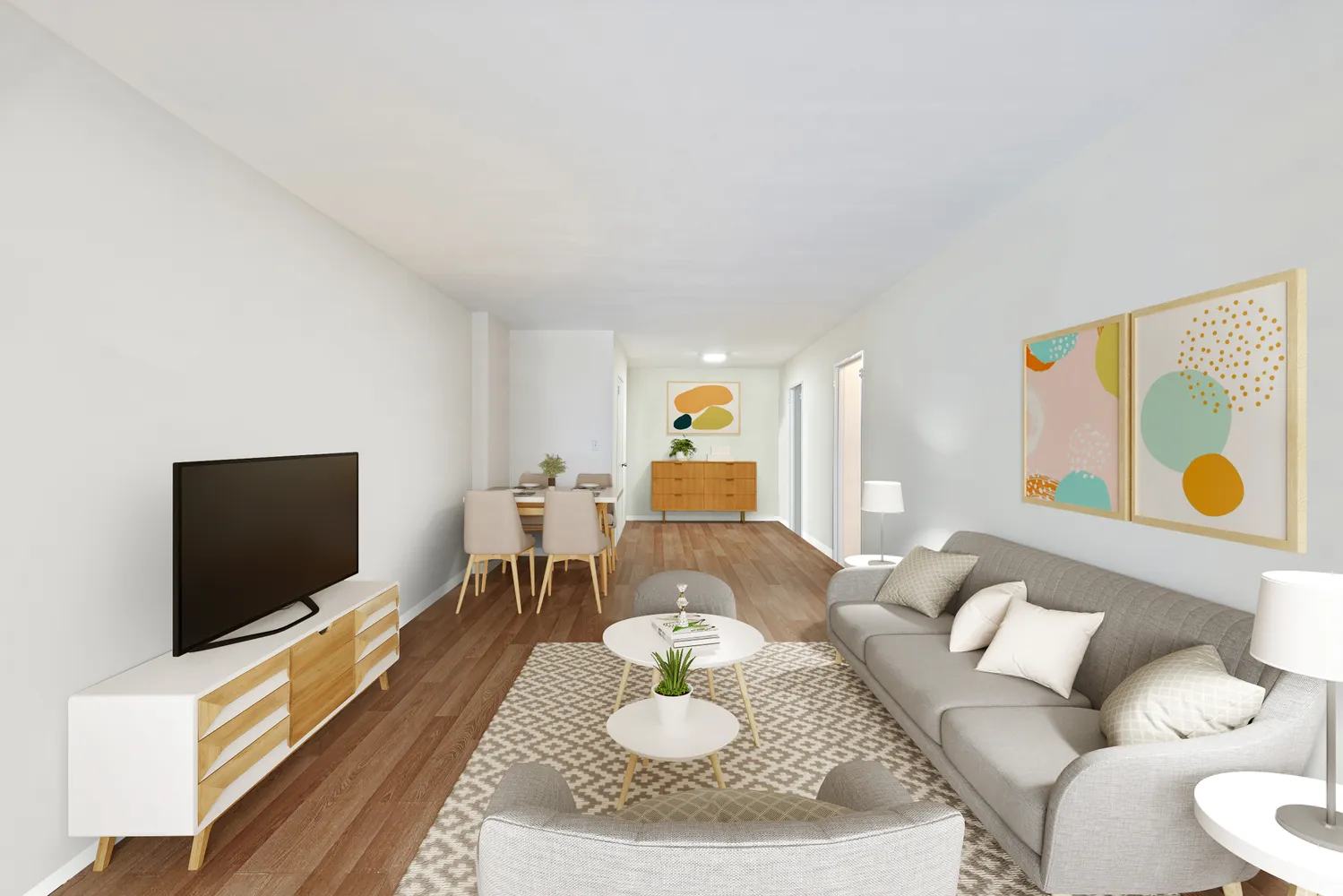 a living room with furniture and a flat screen tv