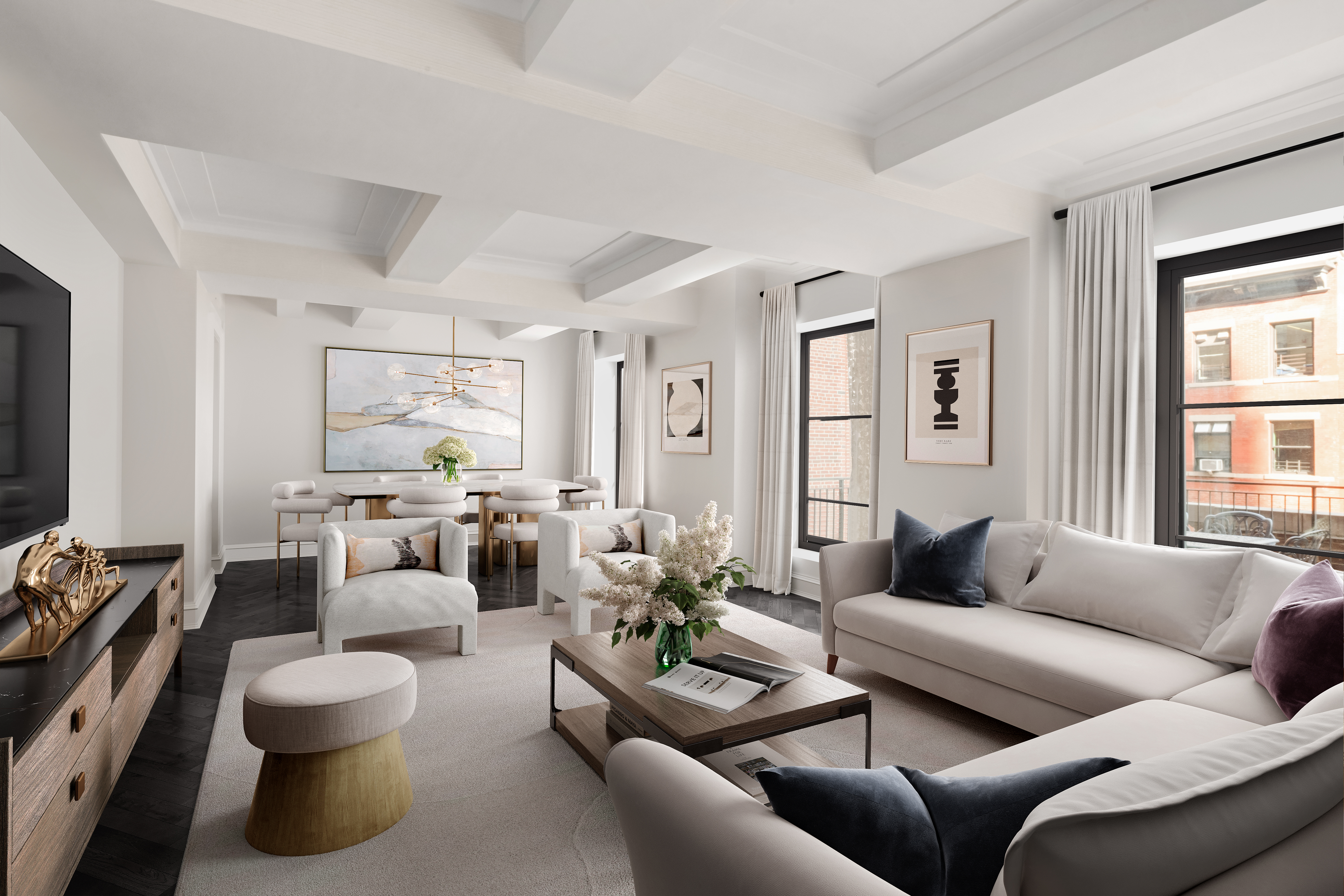 150 West 12th Street, Unit 3WEST Manhattan, NY 10011 - Photo 1 of 39 a living room with furniture and a large window