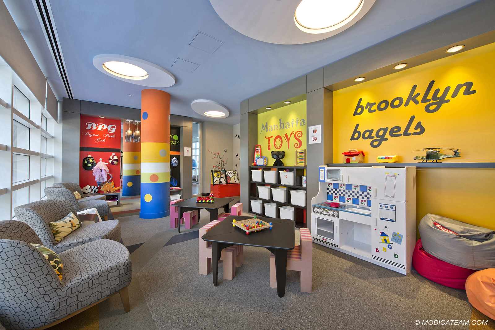 2 Northside Piers, Unit 2U Brooklyn, NY 11249 - Photo 9 of 12 a living room with furniture a rug and a floor to ceiling window