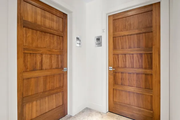 a view of wooden door