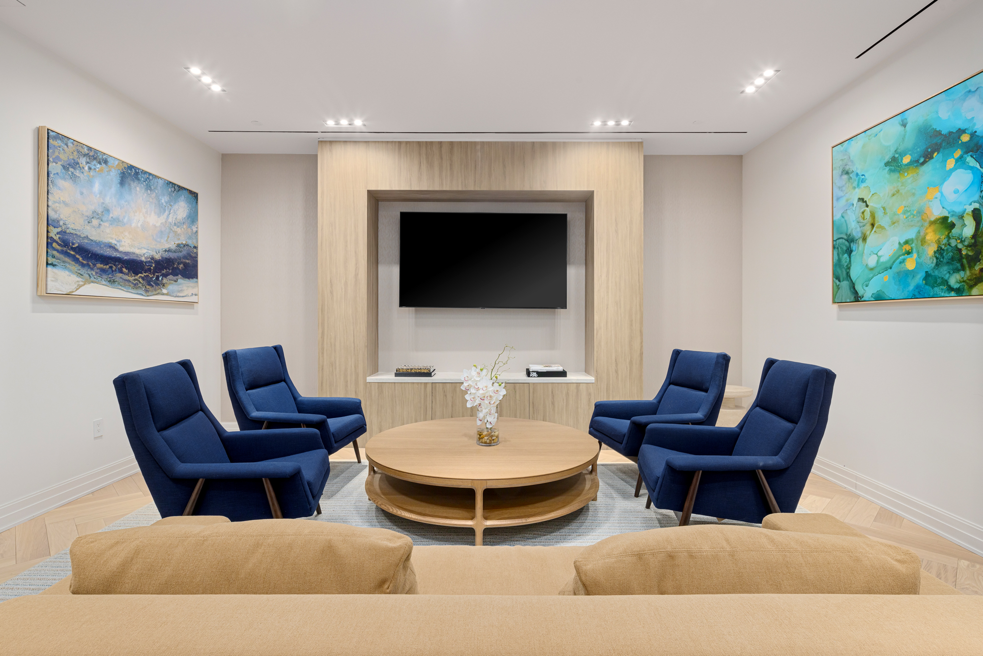 15 West 96th Street, Unit 19 Manhattan, NY 10025 - Photo 11 of 17 a living room with furniture and a flat screen tv