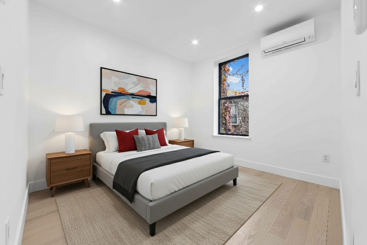 204 Flatbush Avenue, Unit 3L Brooklyn, NY 11217 - Photo 4 of 8 a bed room with a bed and a wall painting