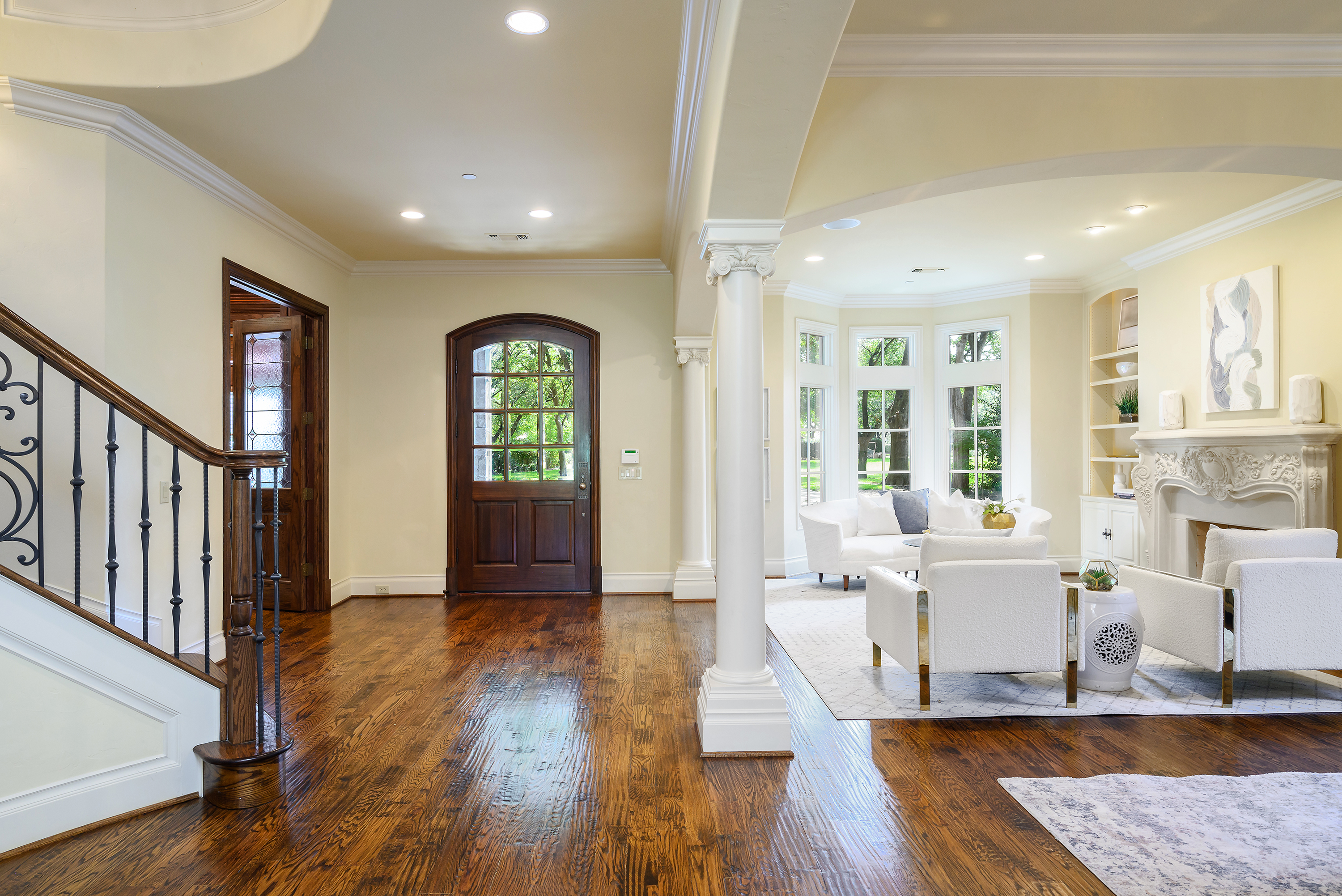11503 West Ricks Circle Dallas, TX 75230 - Photo 8 of 39 a living room with fireplace furniture and a wooden floor