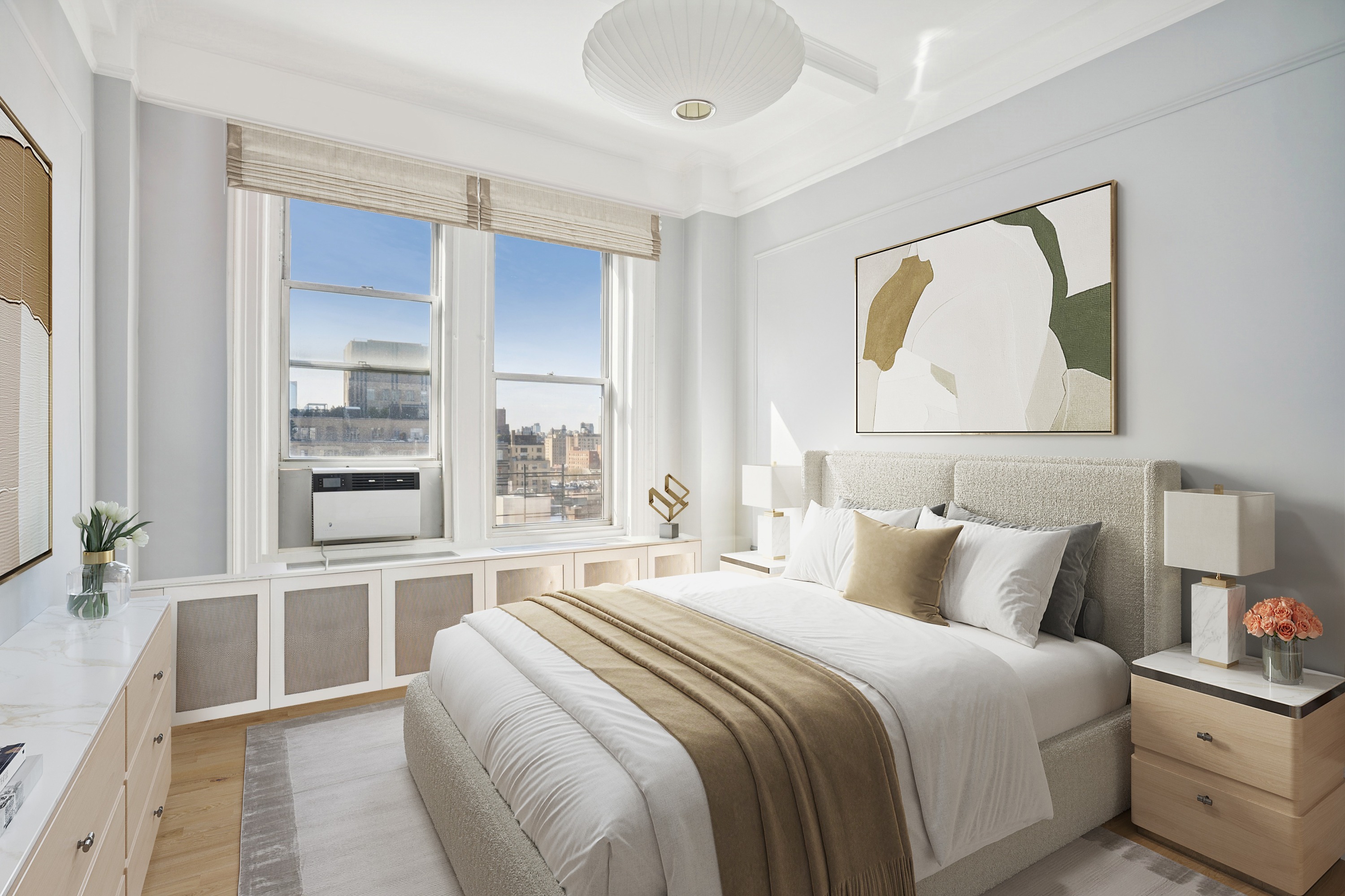 333 Central Park West, Unit 115 Manhattan, NY 10025 - Photo 8 of 13 a bedroom with a large bed and a window