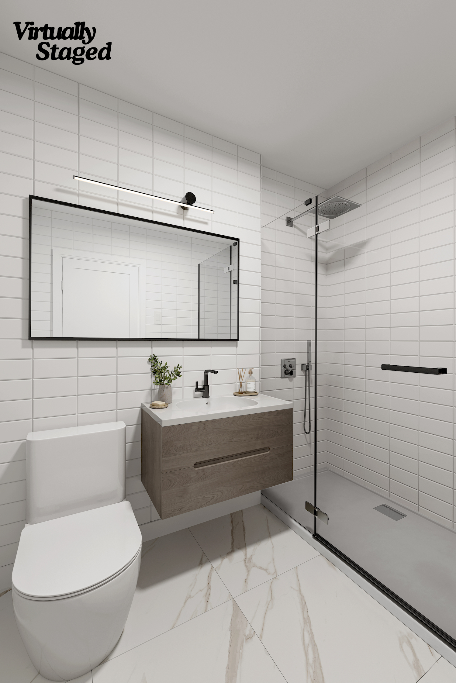 61 Jane Street, Unit 15K Manhattan, NY 10014 - Photo 13 of 16 a bathroom with a toilet sink and shower