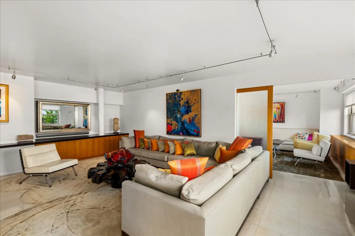 a living room with furniture and a couch