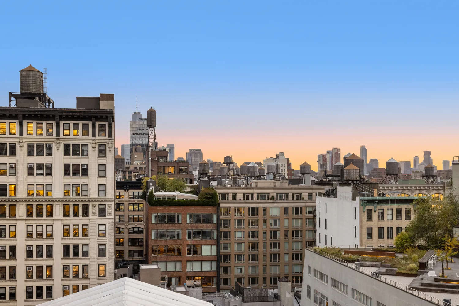 a view of a city that has tall buildings