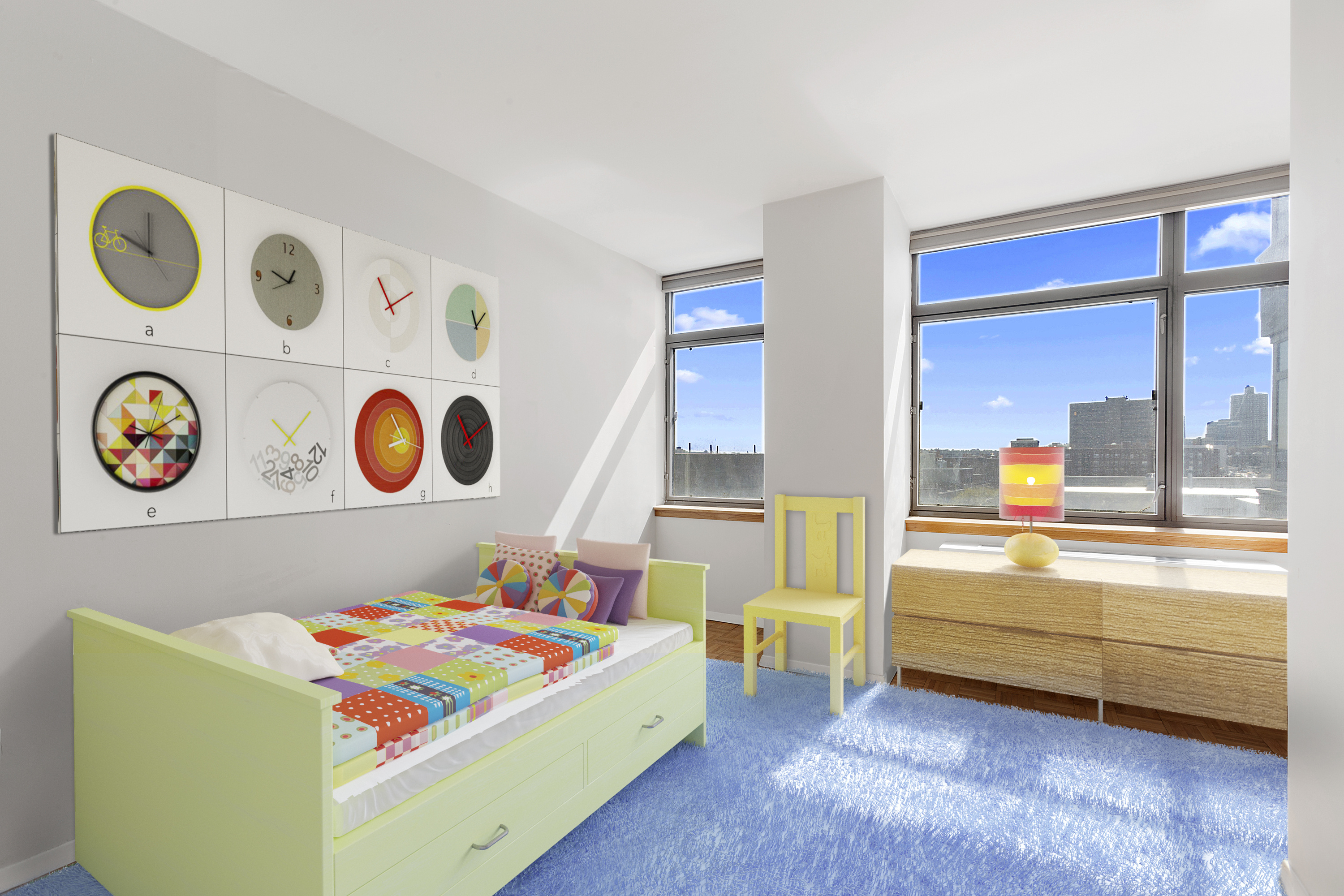 112-01 Queens Boulevard, Unit 8B Queens, NY 11375 - Photo 5 of 16 a bedroom with a bed and a window