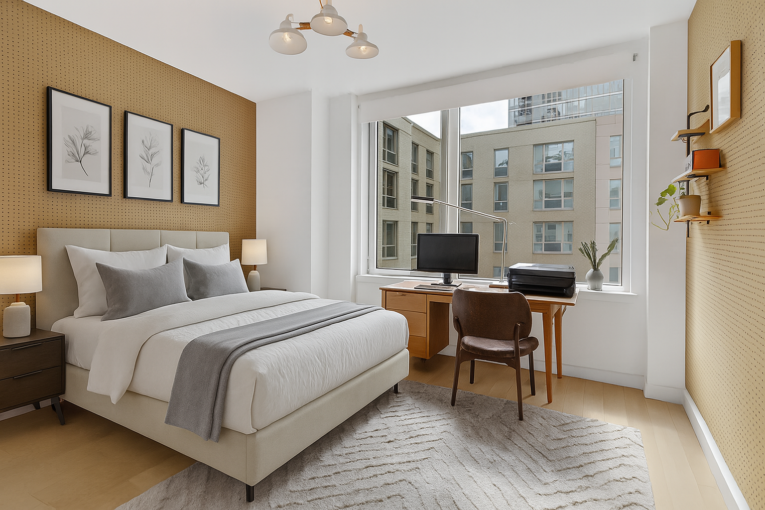 22 North 6th Street, Unit 7I Brooklyn, NY 11249 - Photo 6 of 19 a bedroom with a bed and a desk