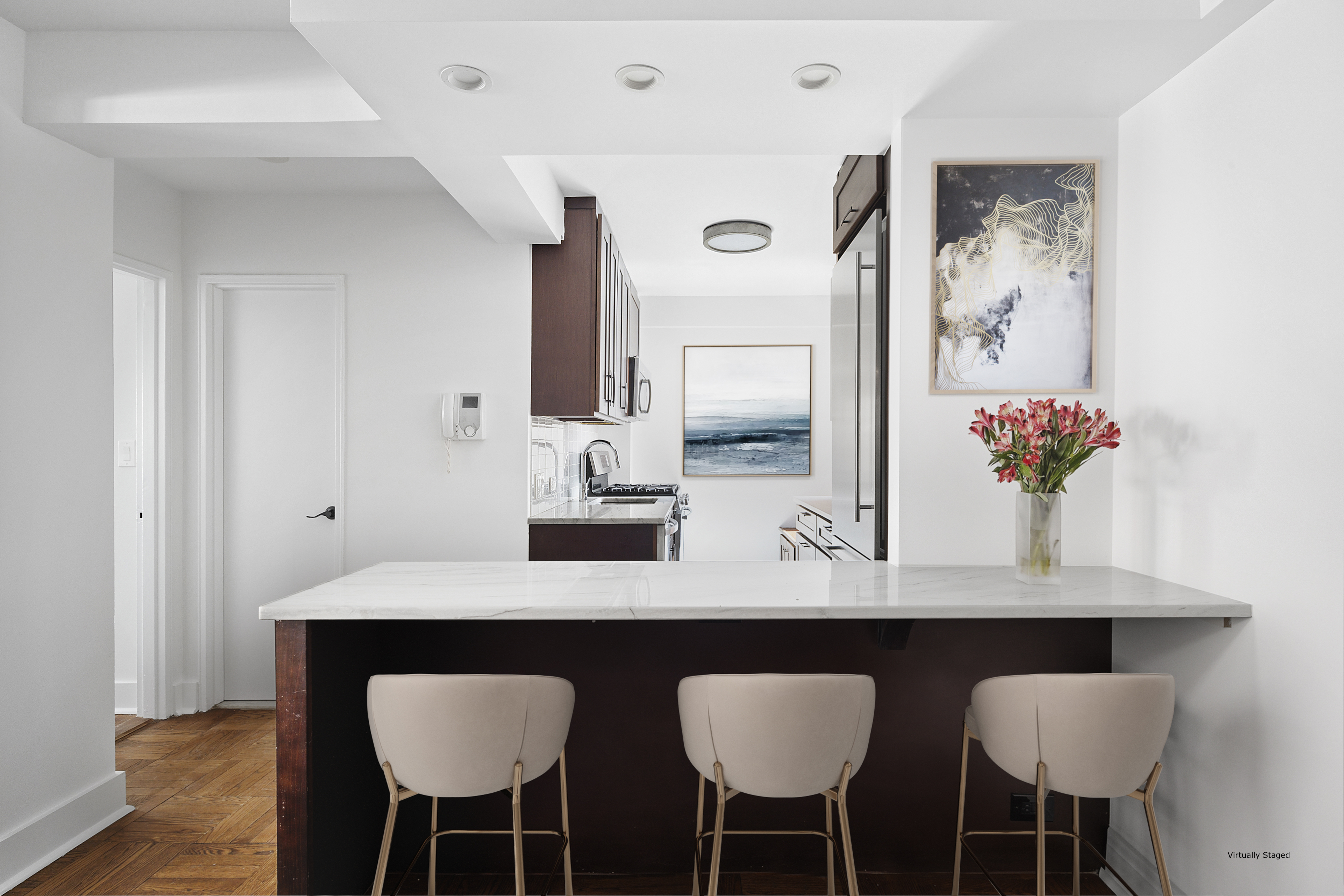 54 West 16th Street, Unit 6F Manhattan, NY 10011 - Photo 2 of 8 a dining room with furniture and wooden floor