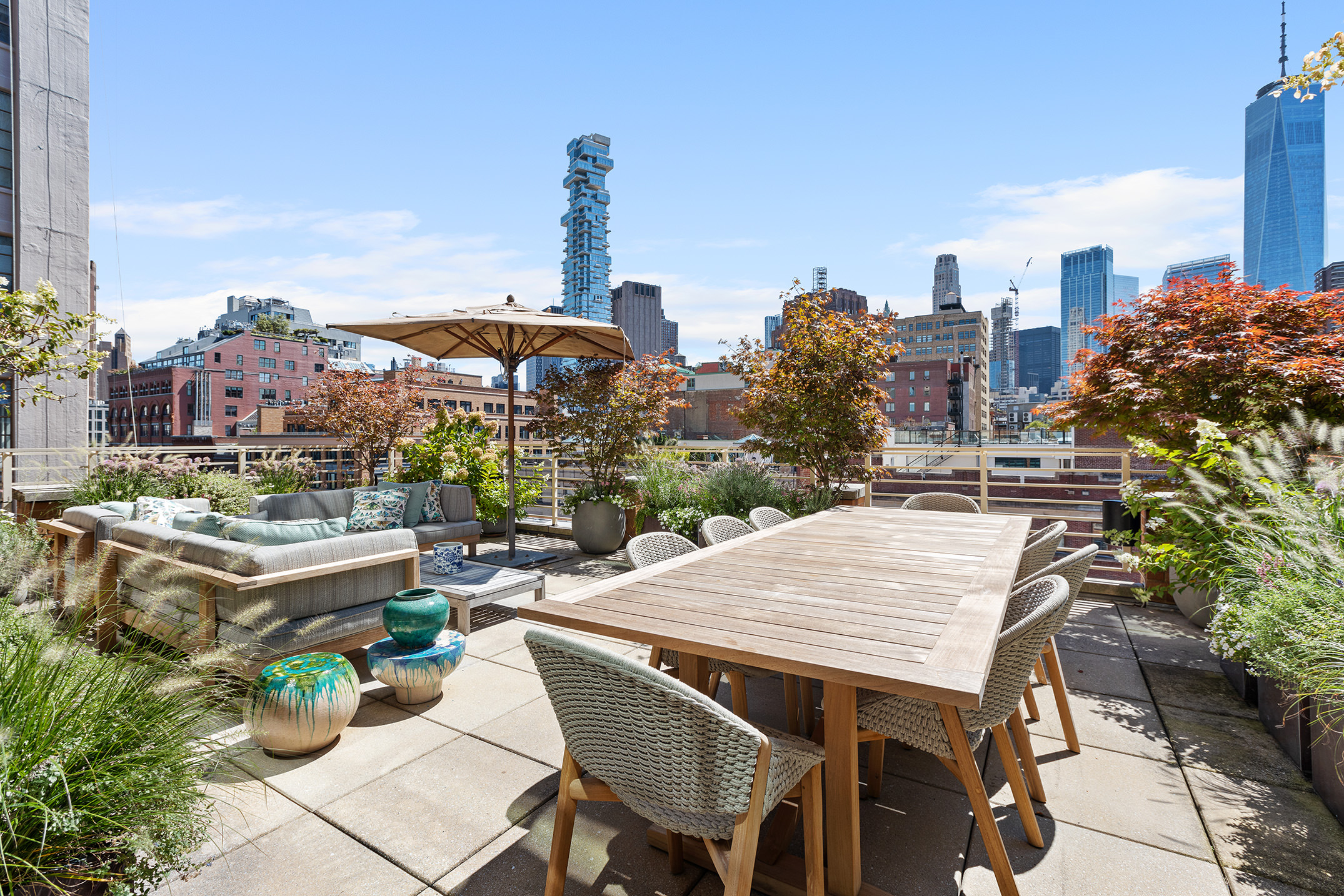 7 Hubert Street, Unit 8A Manhattan, NY 10013 - Photo 2 of 19 a view of a terrace with furniture and stove