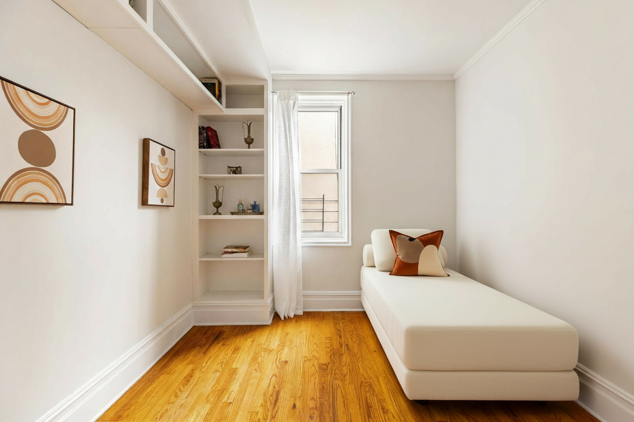 45 Plaza Street West, Unit 1F Brooklyn, NY 11217 - Photo 4 of 10 a bedroom with a bed and painting on the wall