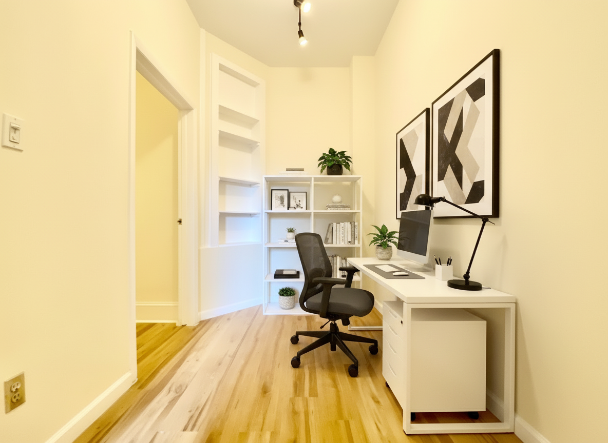 87 Wyckoff Street, Unit 3 Brooklyn, NY 11201 - Photo 7 of 10 a view of workspace with wooden floor windows