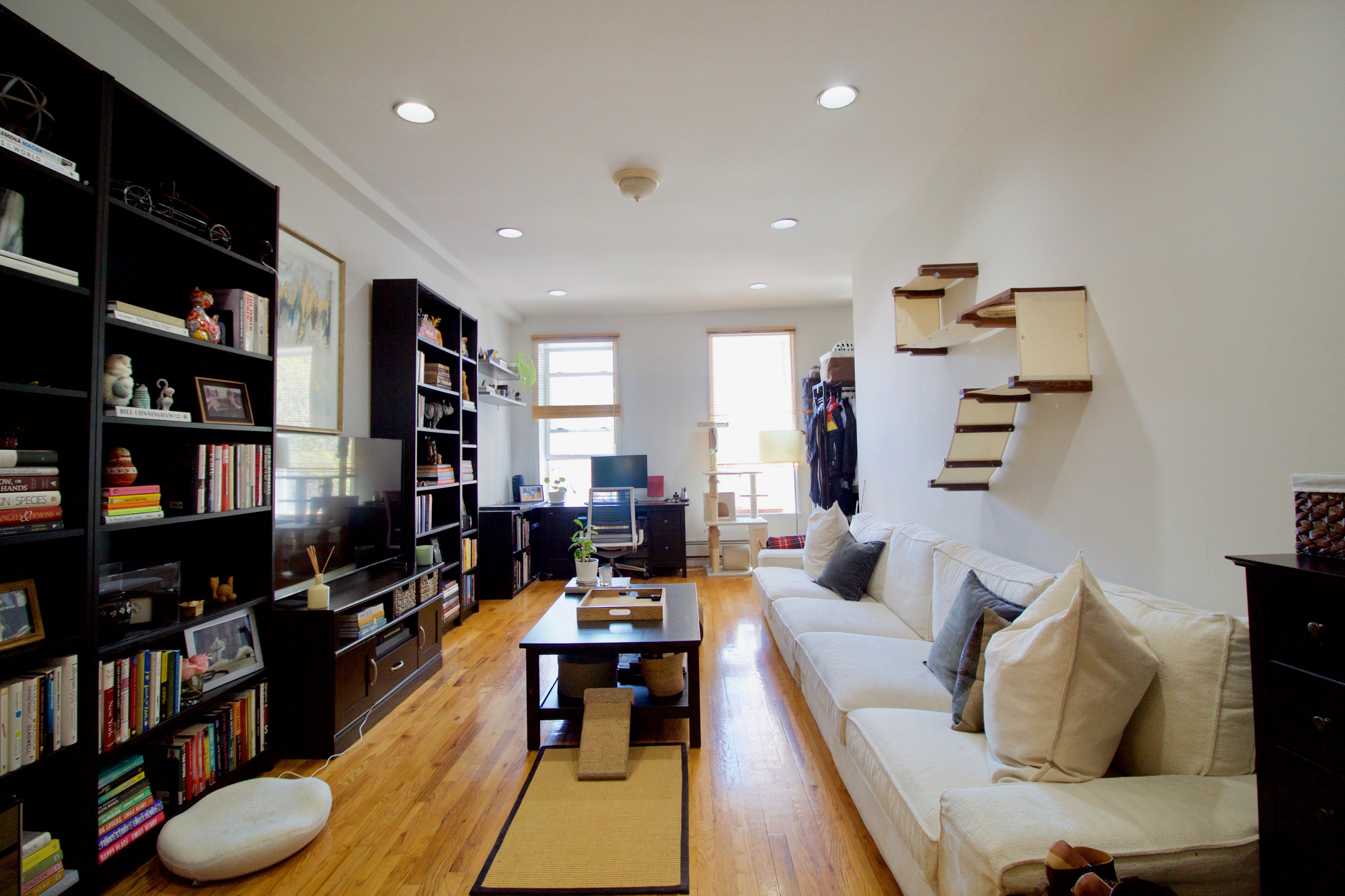 627 Baltic Street, Unit 2 Brooklyn, NY 11217 - Photo 12 of 32 a living room with furniture a rug and a book shelf