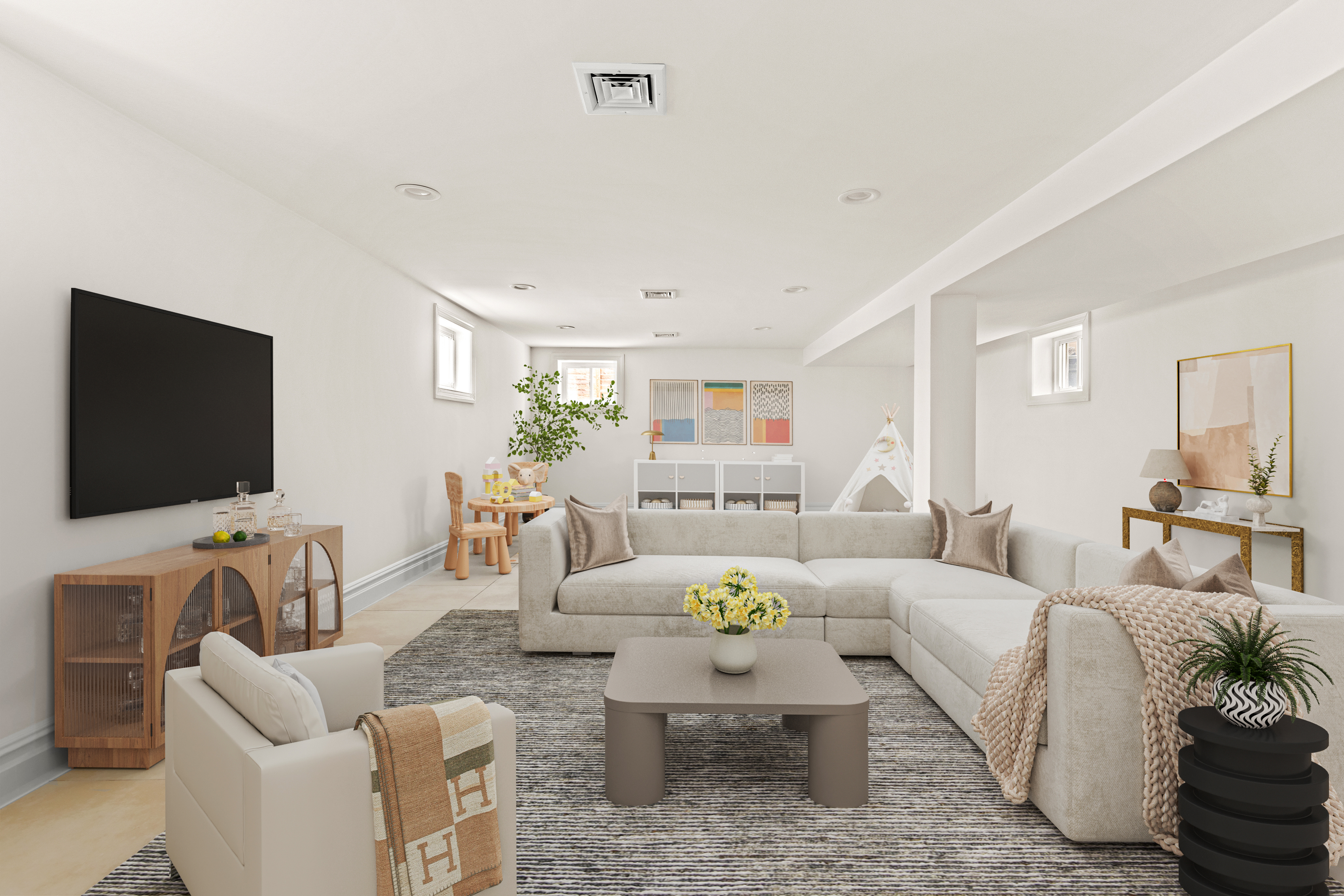 409 East 4th Street Brooklyn, NY 11218 - Photo 17 of 19 a living room with furniture and a flat screen tv