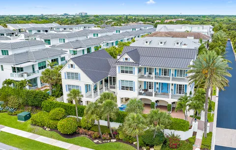 an aerial view of multiple houses