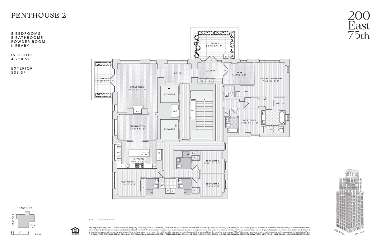 200 East 75th Street, Unit PH2 Manhattan, NY 10021 - Photo 24 of 24 a picture of a floor plan