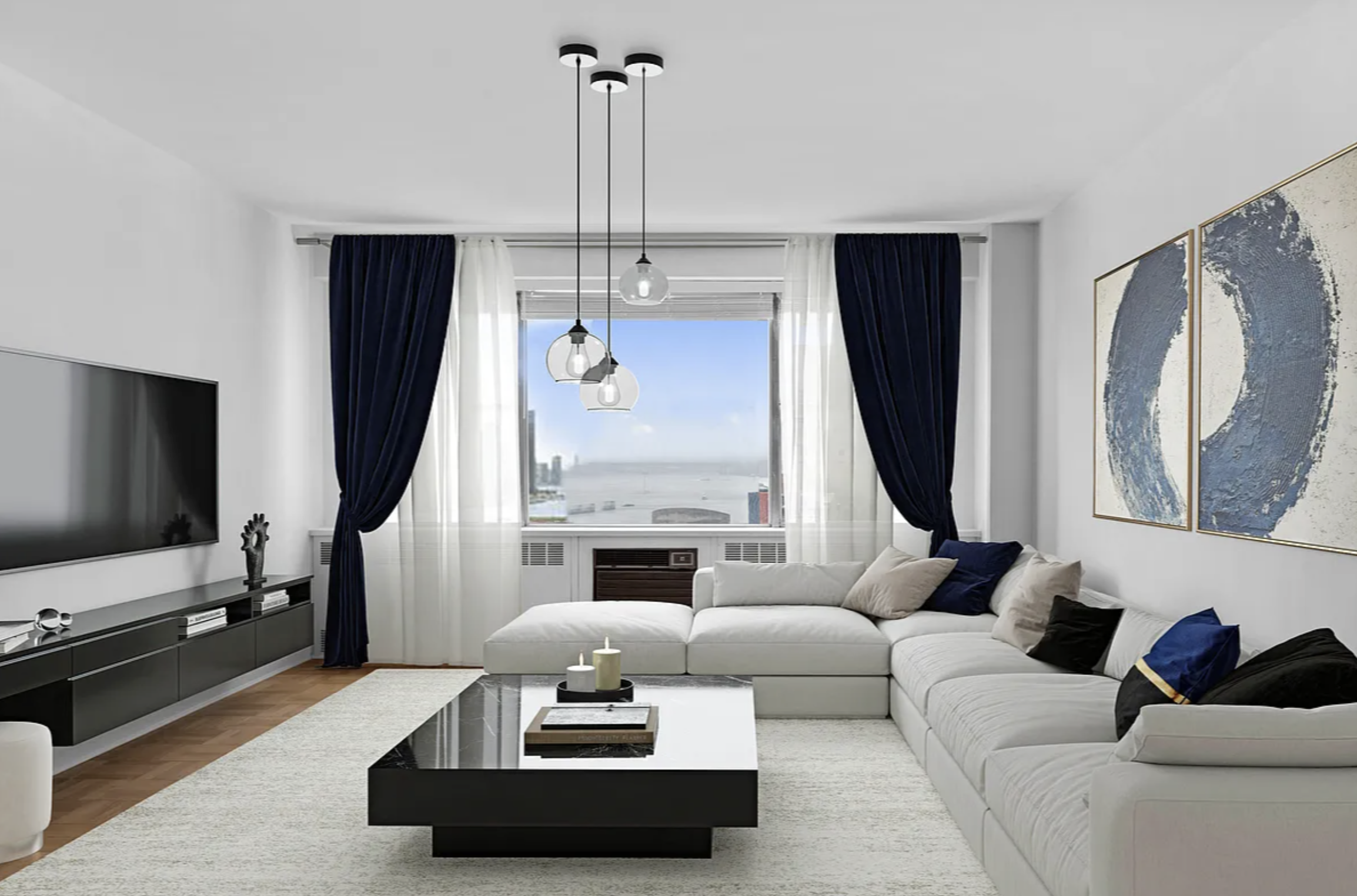 a living room with furniture and a flat screen tv