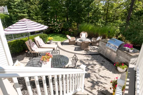 a outdoor view with a sitting space