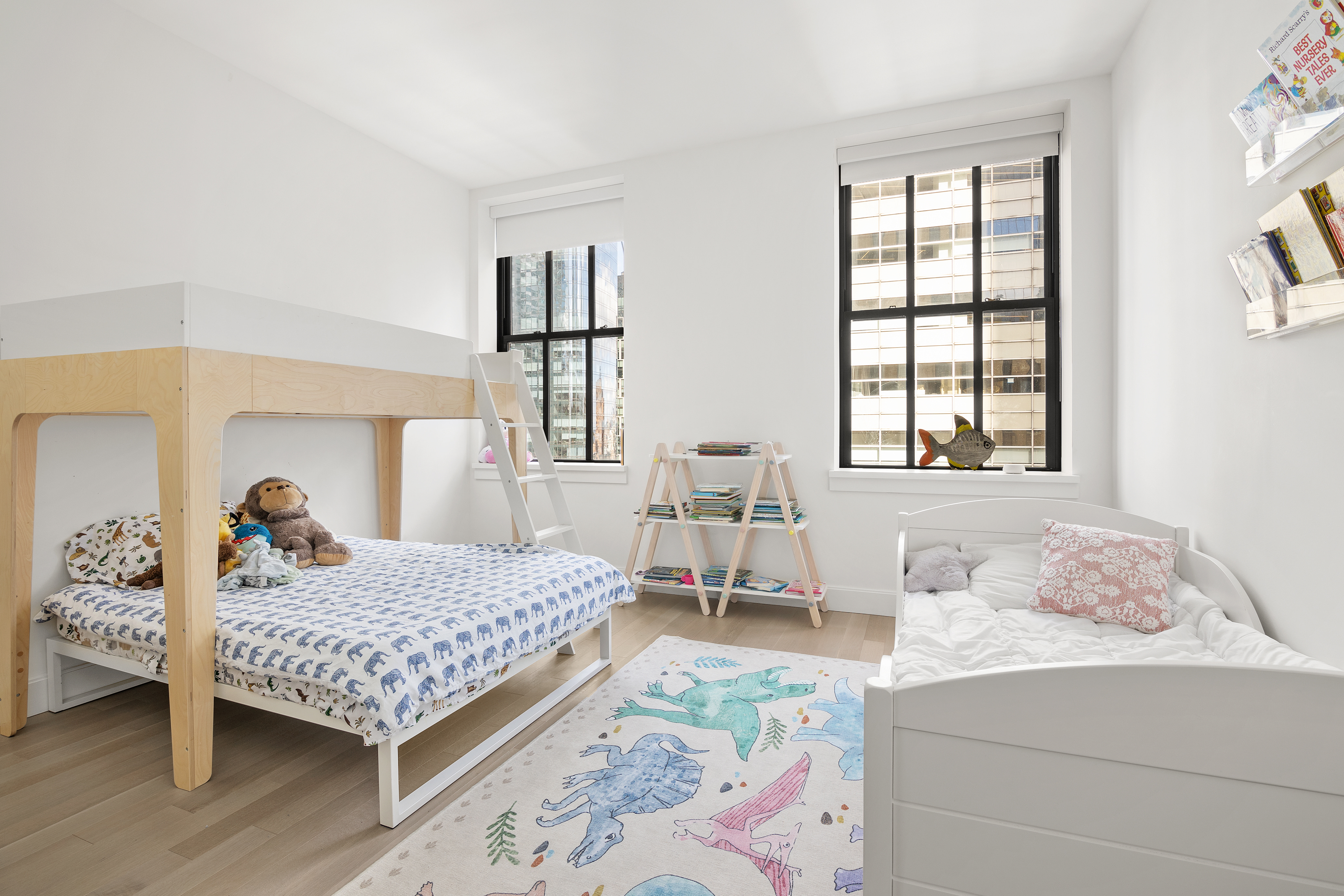 100 Barclay Street, Unit 16D Manhattan, NY 10007 - Photo 8 of 14 a bedroom with a bed wooden floor and window