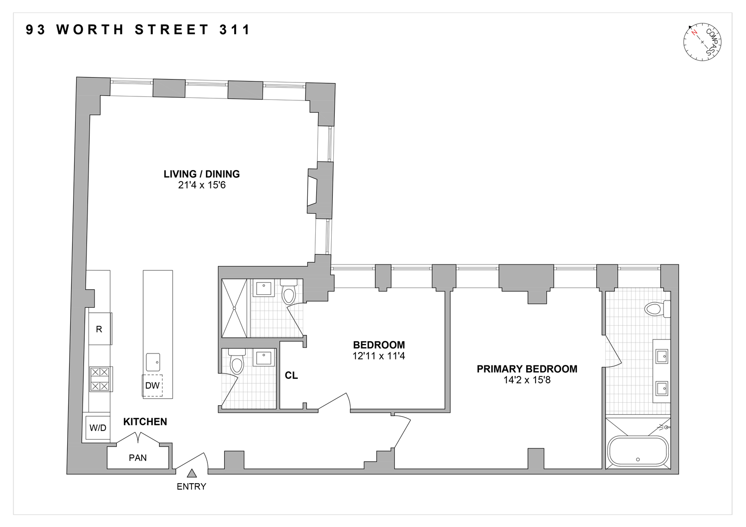93 Worth Street, Unit 311 Manhattan, NY 10013 - Photo 17 of 17 a picture of a floor plan