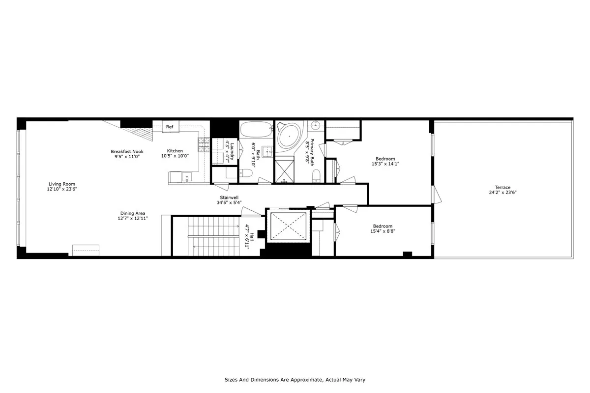 a picture of floor with a bench