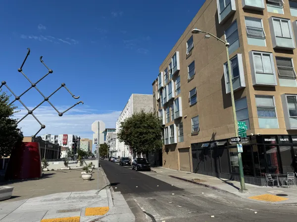 a view of a building with street