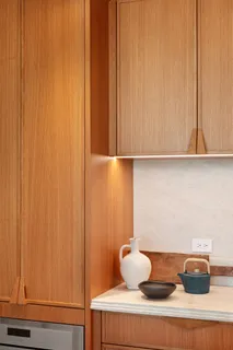 a view of wooden cabinets