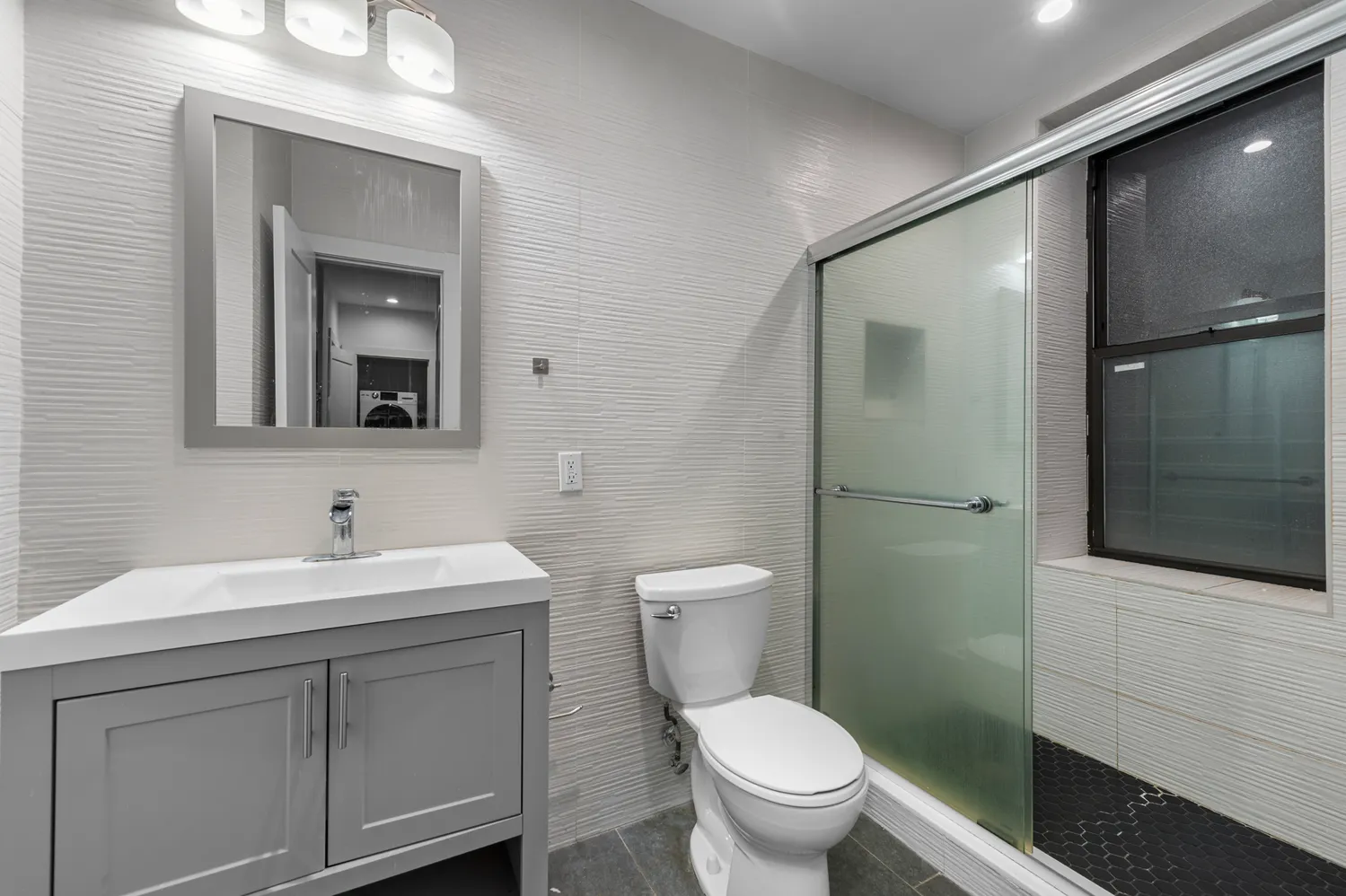 a picture of a bench in a white building