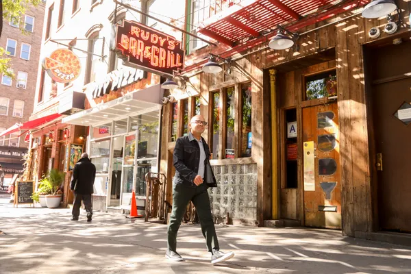 a view of a building with a street