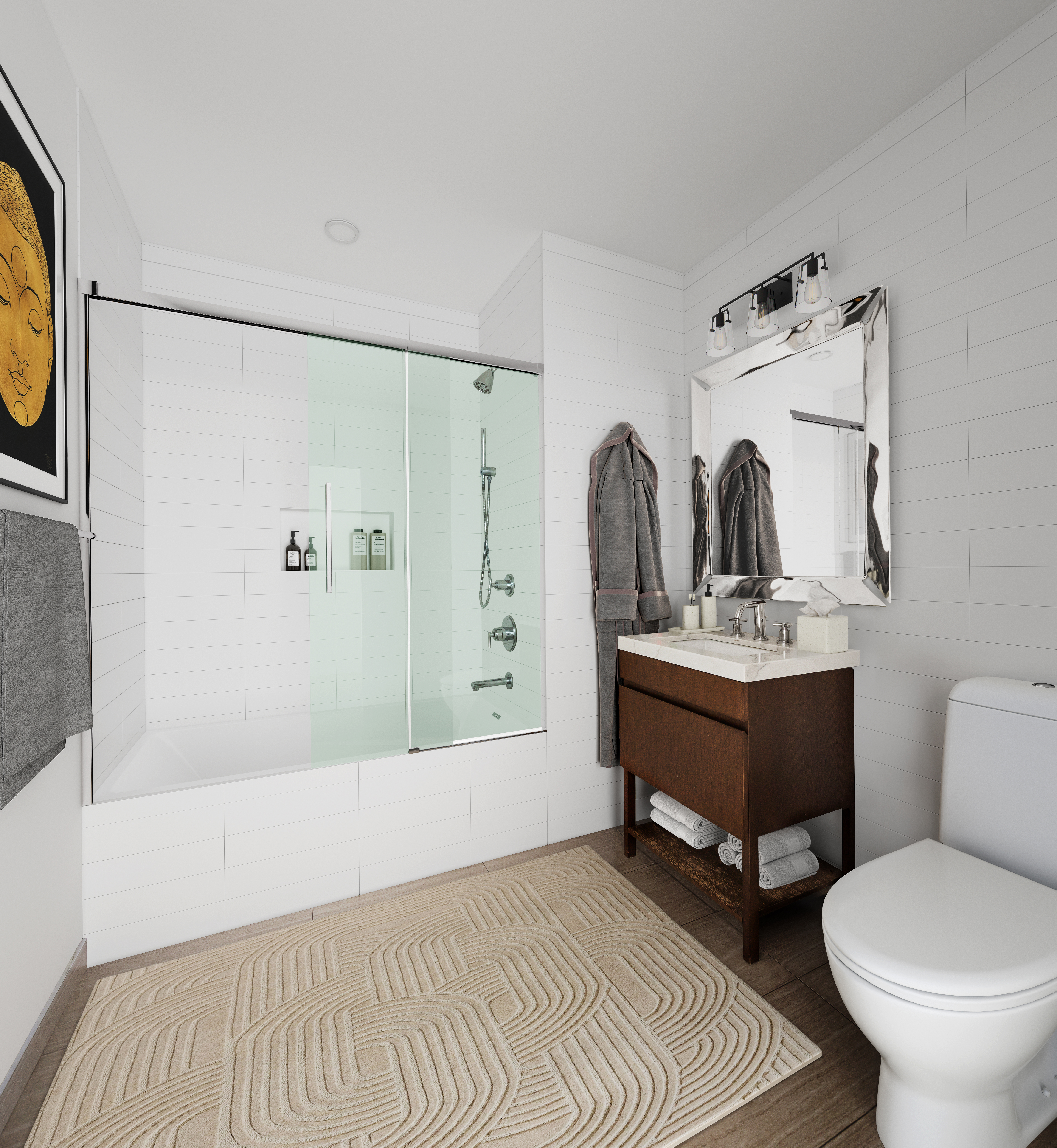 500 Waverly Avenue, Unit 2A Brooklyn, NY 11238 - Photo 7 of 14 a bathroom with a sink a toilet and shower