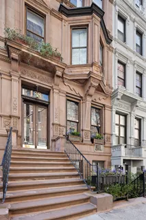 a front view of a brick building