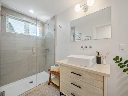 a backyard of a house with lots of green space