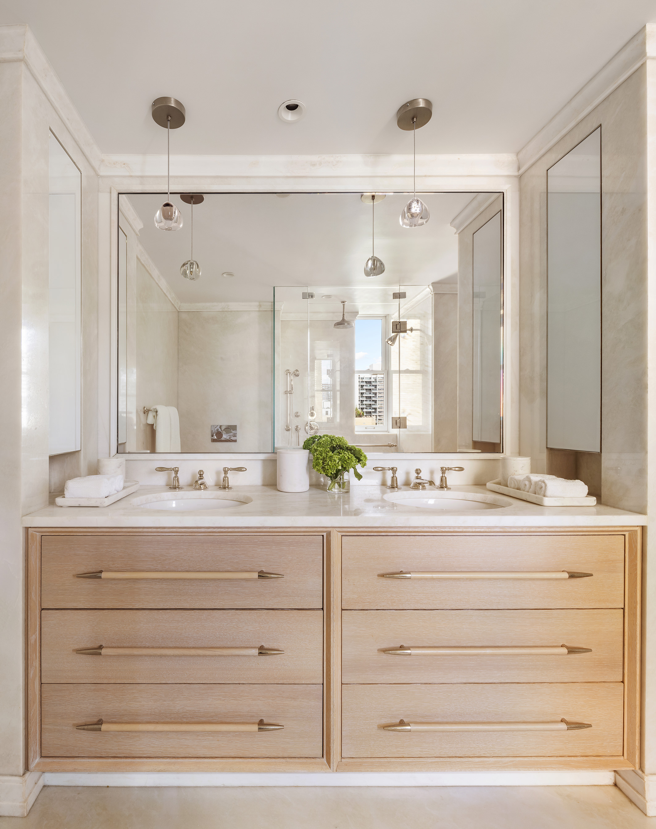 360 Central Park West, Unit 11C Manhattan, NY 10025 - Photo 12 of 17 a bathroom with a double vanity sink mirror and bathtub