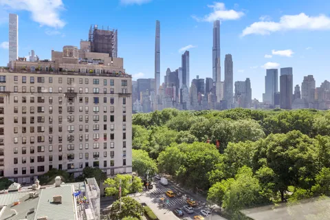 a view of a city with tall buildings