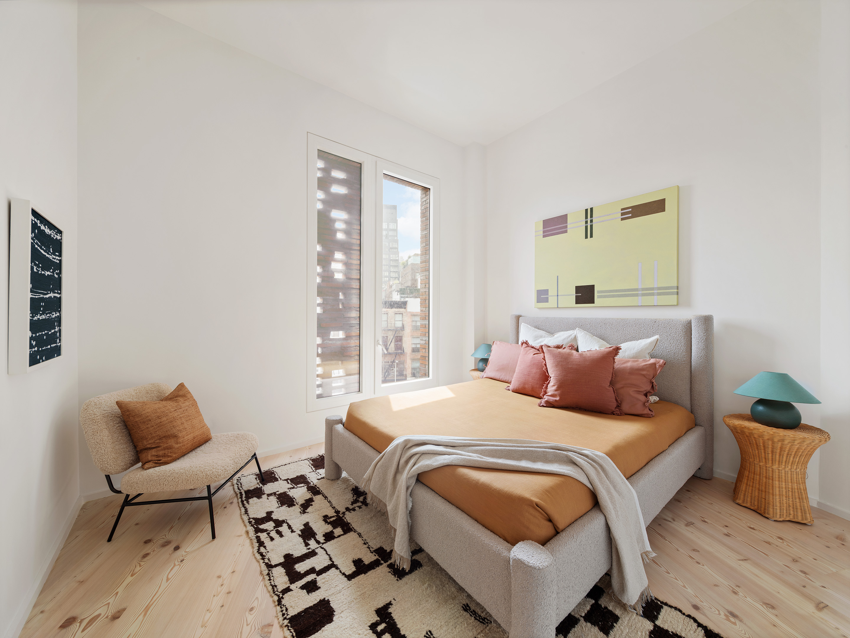 1 Avenue Of The Americas, Unit 5N Manhattan, NY 10013 - Photo 13 of 17 a bedroom with a bed and wooden floor