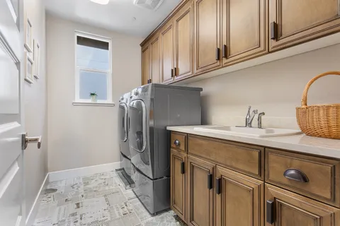 a view of a garage and car parked