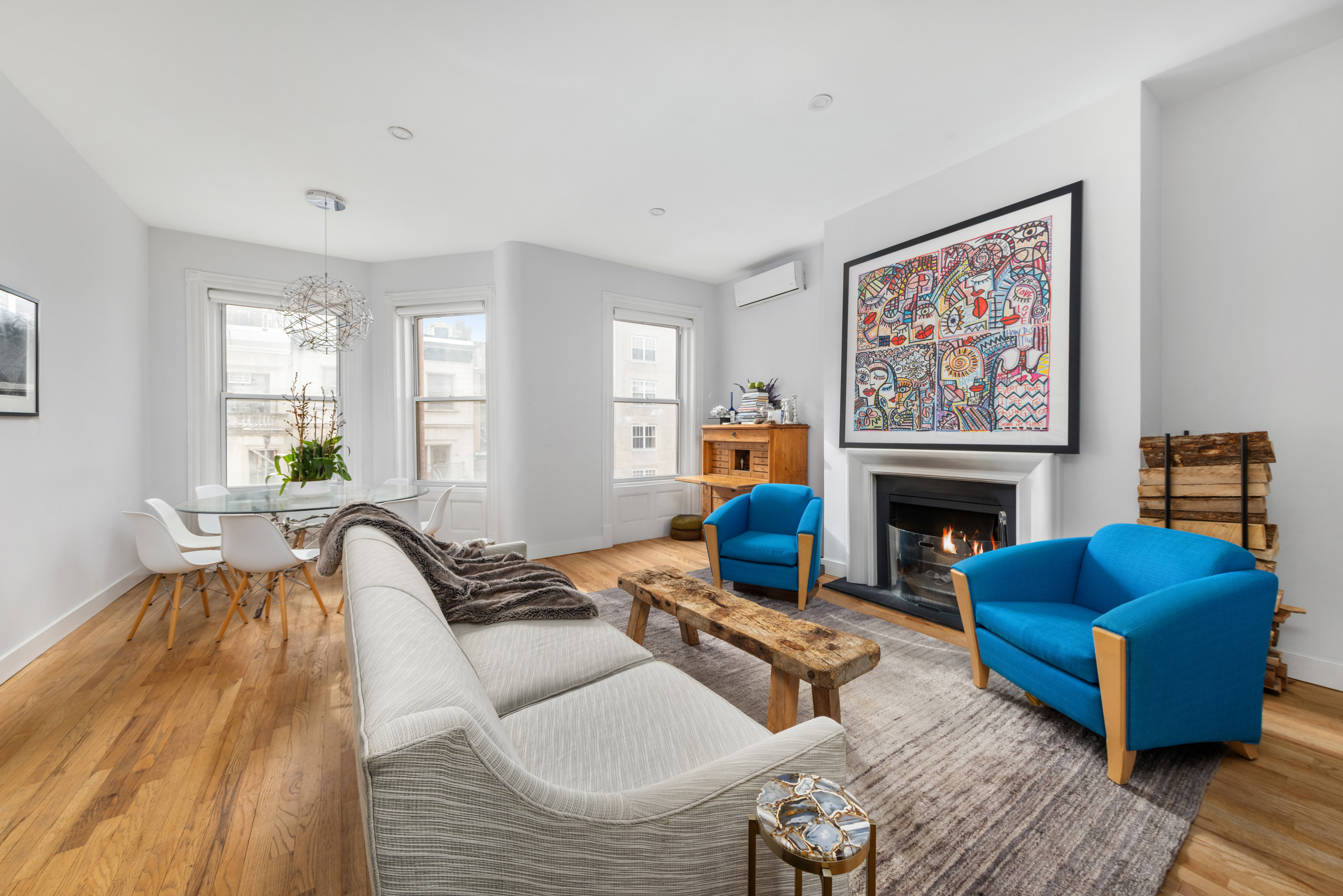 311 West 76th Street, Unit PH-5 Manhattan, NY 10023 - Photo 1 of 11 a living room with furniture and a fireplace