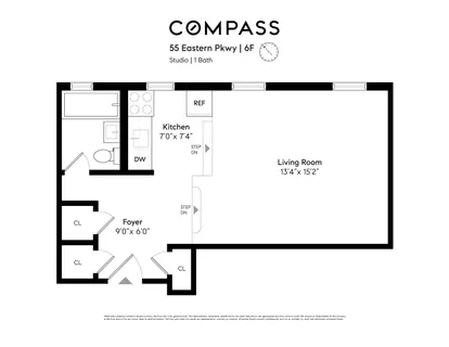 $599,000 | 55 Eastern Parkway, Unit 6F | Prospect Heights