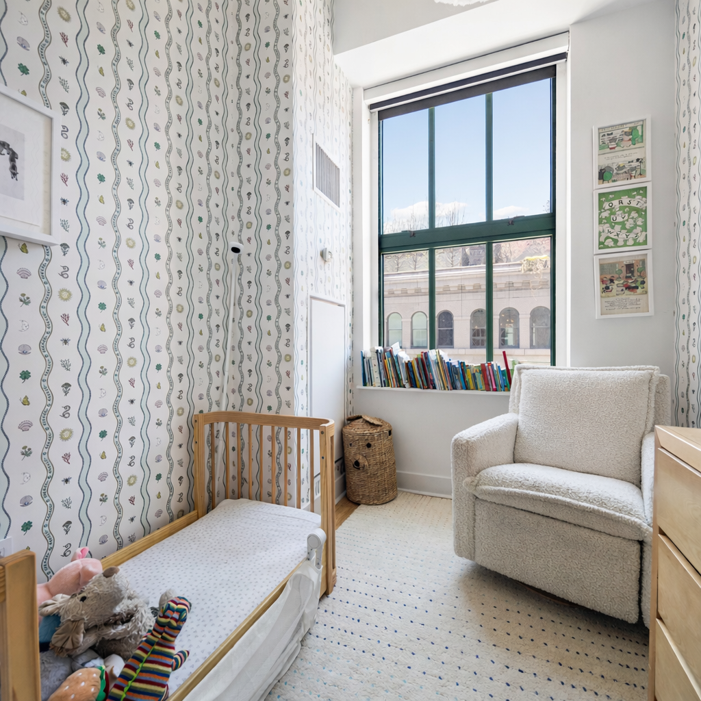 415 Greenwich Street, Unit 5D Manhattan, NY 10013 - Photo 9 of 16 a bedroom with furniture and a large window