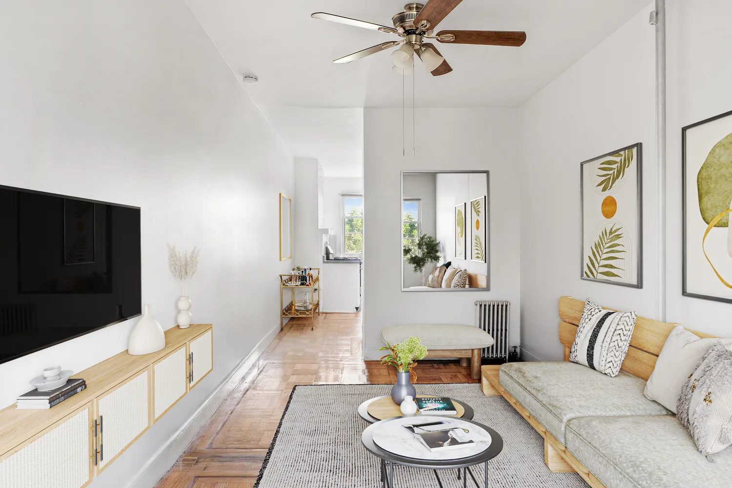 a living room with furniture and a flat screen tv