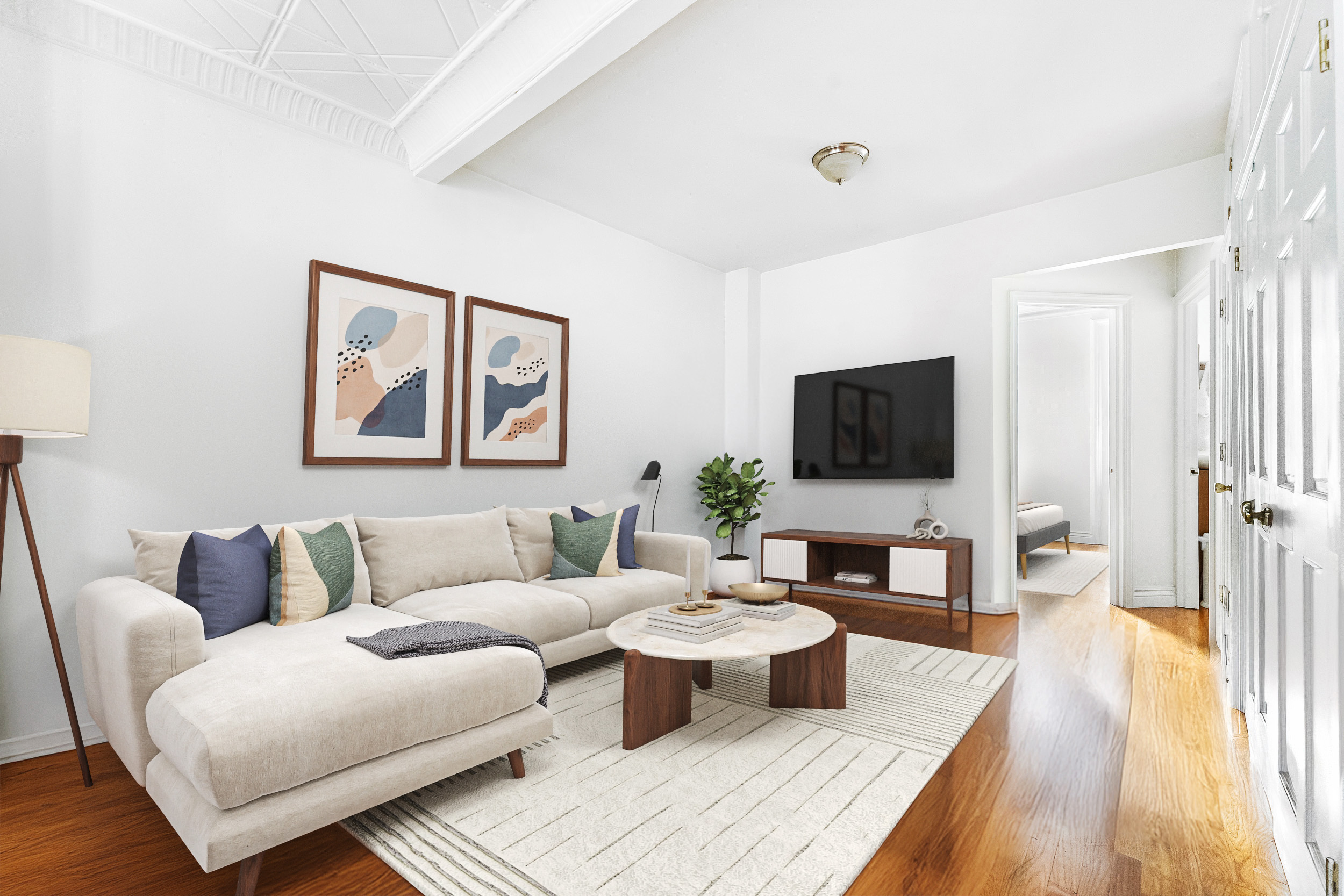 367 Degraw Street, Unit 2 Brooklyn, NY 11231 - Photo 2 of 7 a living room with furniture and a flat screen tv